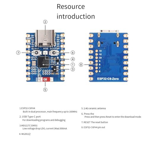 Double processeur carte de développement C6 Zero avec WiFi 6 et Bluetooth LE format mini pack