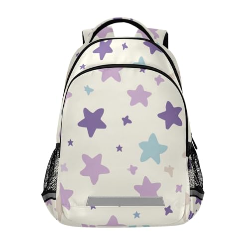 Cute Star Pastel Purple Blue fun kids backpack with large book bags for 5th grade school boys girls mochilas de moda para adolecentes