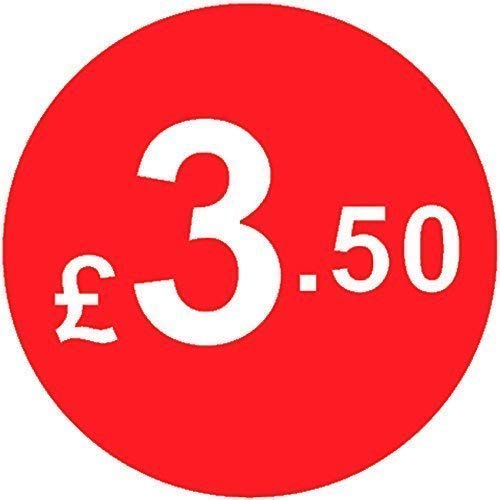 Pack of 500-20mm Price Stickers/Labels - Choose from 10p to £95 - Bright Red - Many Prices to Choose from (£3.50 - Red) — image 1