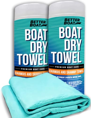 Super Absorbent Towels, Synthetic Chamois Cloth for Car and Boat Drying, Smooth Cooling Towel, Marine Grade Cleaning Supplies, PVA Shammy Dry Towel 2 Pack