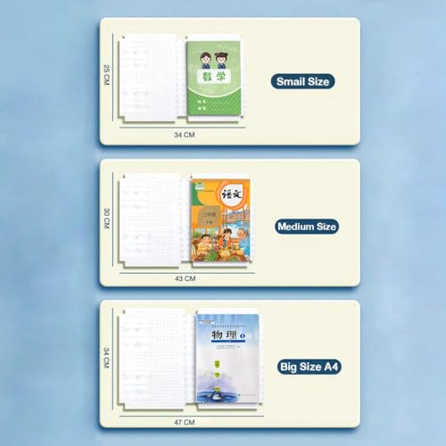 Image of RUCON 60-Piece Self-Adhesive Book Cover Set - Waterproof & Transparent Protective Film for School Textbooks & Notebooks - 3 Multi-Size Combo (A4, 16K, 22K) - Bubble-Free Clear Plastic Sheets