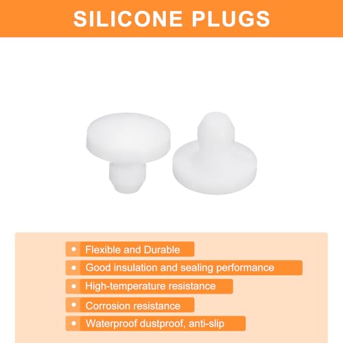 Image of uxcell 26 Pcs Silicone Plugs, Rubber Round Snap in Locking Hole Plugs for 2.5-3mm Hole, Hole Stoppers Waterproof Hole Plug for Metal Tube, Furniture End Caps Inserts, White