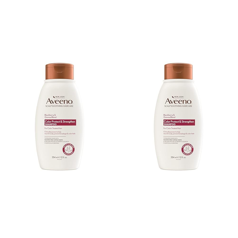 OGX Aveeno Color Protect Strengthen+ Blackberry Quinoa Shampoo, Fresh, 12 Fl Oz (Pack of 2)