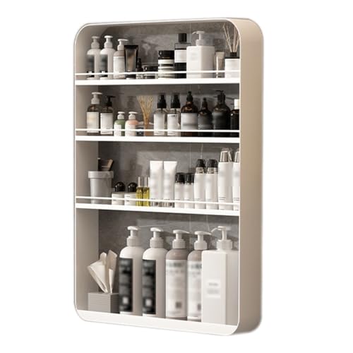 Estante de baño sin taladro, montaje en pared, almacenamiento de cosméticos multicapa, alta capacidad, soporta hasta 10 kg, decoración de baño elegante y funcional