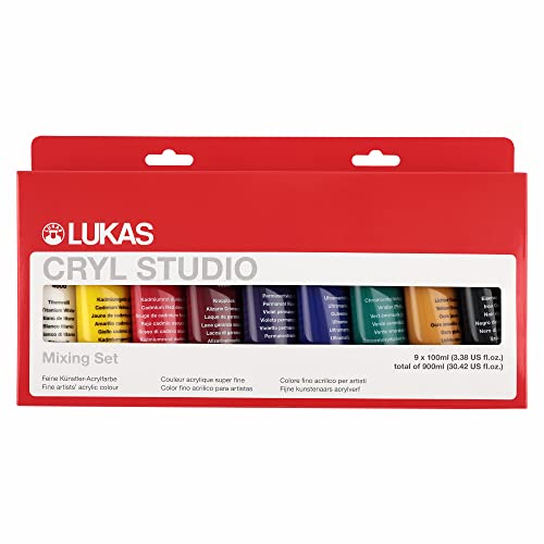 LUKAS Lot de 9 peintures acryliques de 100 ml