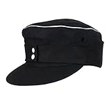 Material: Wolle. Loklode® Herren Feldmütze, 2. Weltkrieg, Deutsche Wehrmacht, Eliteoffizier, M43 Panzer, Wolle, schwarz, m