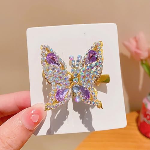 AKOAK 1 Pack Crystal Butterfly Hair Clip, Elegant Metal Rhinestone