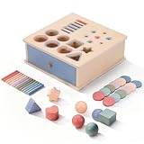 Jouet Montessori, 4 en 1 Jeux Enfant Jouet en Bois éDucatif De Tri des Couleurs, Boite a Forme, Motricité Fine pour Garçons Filles, Boîte de Tri des Jeux Sensoriels, Cadeau de jouet éducatif de Noël