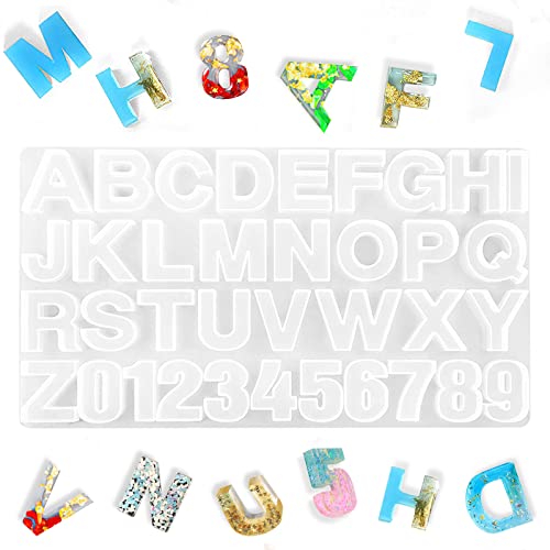 Alphabet Resin Molds Silicone, Alphabet Keychain Resin Molds, Resin Casting Alphabet Mold for DIY Craft Casting Letter Keychains and Jewelry and Pendants etc.