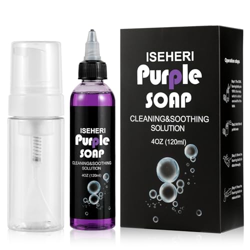 iseheri Ultra Concentrated Purple Soap Tattoo 4OZ with Foaming Bottle 120ml, Tattoo Supplies for Tattoos Piercings, Clean Skin Equipment