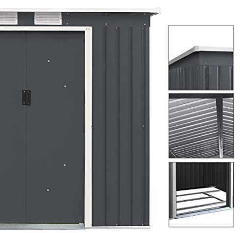 GIANTEX Gartenhaus Gerätehaus Metall, Geräteschuppen Gartenhütte Fahrradschuppen, Gartenschuppen Gartenhaus mit… – Bild 4