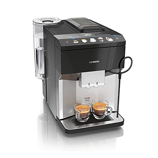 Siemens Kaffeevollautomat EQ.500 classic TP505D01, für viele Kaffeespezialitäten, Milchaufschäumer, Keramikmahlwerk, Heißwasserfunktion, automatische Dampfreinigung, 1500 W, Inox silver metallic