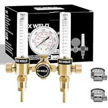 RX WELD Dual Output Argon Regulator Flow Meter Mig Tig 0-60CFH CGA580 Inlet 5/"8 UNF-18RH Outlet
