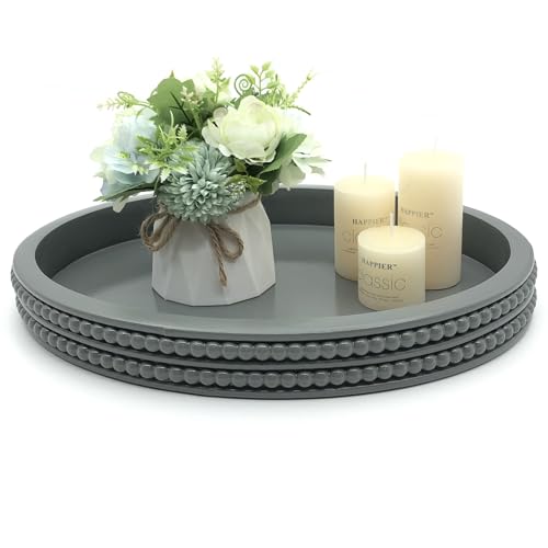 Bandeja ovalada de madera Carah & Cossh decorativa moderna de 16x12 pulgadas 2