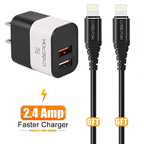 iPhone Charger with Wall Plug,CABEPOW 2Pack 6ft Lightning Cable and 12W Dual Port