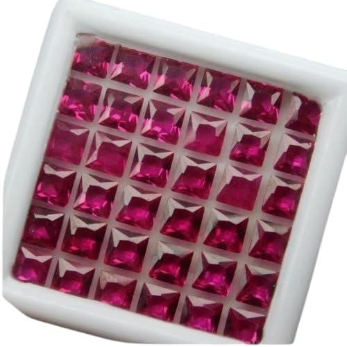 Certified Natural Myanmar Red Ruby – 20 Pcs Lot, (6.00 x 6.00 x 4.00 mm) Square Cut Loose Gemstones for Jewelry Making, Rings & Fine Collections