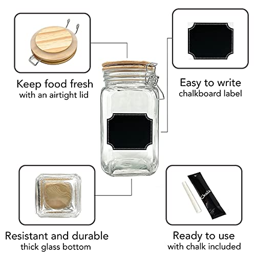 Cb Accessories Glass Canisters Food Storage Jars With Airtight Wood Lid - 58Oz, 42Oz, 26Oz Set Of 3 Kitchen Containers For Sugar, Coffee, Flour #TOP4