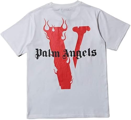 toggdipo Hip hop Shirt Retro Fashion V Pattern Men Women Short Sleeved T-Shirt Rapper Street Clothing Teen Y2K Tee