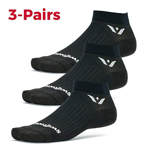 Swiftwick- Aspire One (3 Pairs) Running & Cycling Socks, Breathable, Compression Fit (Black, X-Large) #TOP1