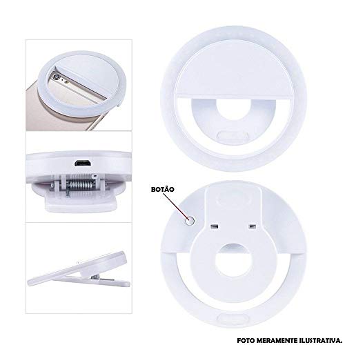 Ring Light Luz de Selfie Para Celular + carregador Preto CBRN08674
