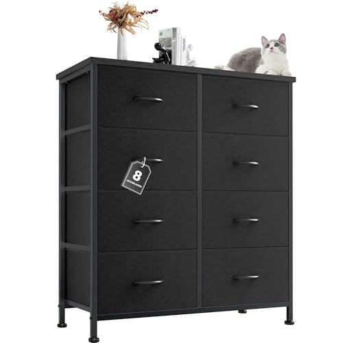 Cassettiera per camera da letto con cassetti in tessuto organizer per vestiti armadio cameretta dei bambini con struttura in metallo pannello in legno leggero alto