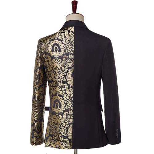 Men's Jacquard Blazer Peak Lapel Double Breasted Buttons Formal Cosplay Suit Jacket2