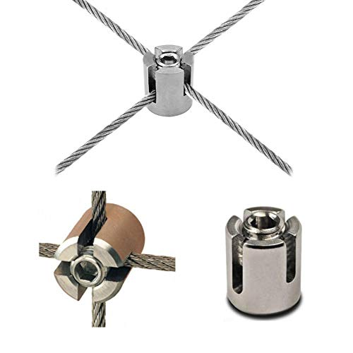 Qinwuwu Stainless Steel Cable Railing Cross Cable Clamps For 1/8" Wire Rope Clips Fitting For Wall Trellis System 20Pcs #TOP3