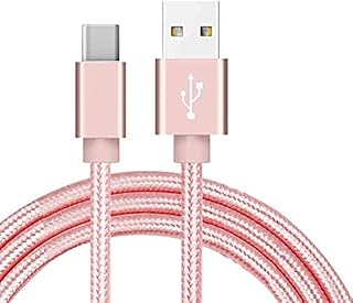 AMPLE NOKIA C21 Nylon double Braided MICRO USB Charger Lead Fast Charging Cable 1M High Durability Compatible for NOKIA C21 / NOKIA C21 PLUS (ROSE GOLD)