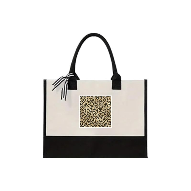 Sac cabas léopard en polyester grand format imprimé animal pour le shopping