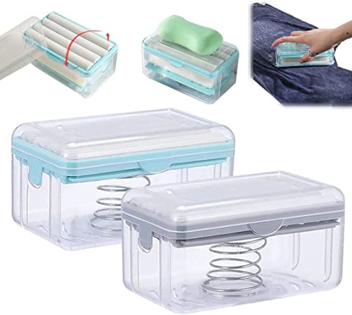Soap Box,Bathroom Countertop Soap Dishes, Foam Soap Dispenser with Roller and Drain Holes,Cleaning Storage in One , Multifunctional Soap Bubble Box Quick Foam Quick Drain to Keep Countertops Clean