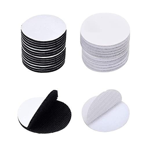 Scratch Autocollant Rond 30mm, 60 pièce Scratch Adhésif Rond Autocollant Adhésif Ronds Crochet et Boucle Adhésifs pour papier plastique verre cuir métal...