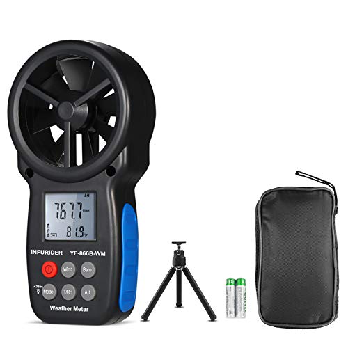 Handheld Anemometer Barometer INFURIDER YF-866BWM Wind Speed Meter,Wind Gauge with Wind Speed/Temp,Altitude, Barometric Pressure Meter for Weather Data Collection Outdoorï¼ˆTripod Includedï¼‰