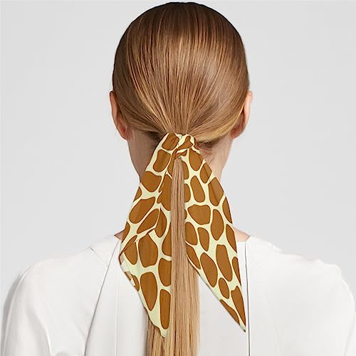 QsirBC Animal Giraffe Print Square Silk Scarf, Summer Head Scarf, Hair Scarf for Women Soft Smoothness for Travel Yoga Handkerchief Shawl Sunscreen Gift 23.6× 23.6 Inches4