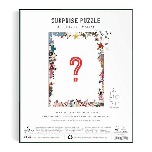 Galison - Merry in the Making Rompecabezas de 1000 Piezas para Adultos | Ilustración de Hye Jin Chung, Navidad, Festivo, Estacional, Retador, Papel Reciclado, Sin Polvo, Tamaño Terminado 27" x 20" miniatura 4