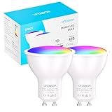 UPXNBOR Smart Glühbirne GU10, 4.5W, WLAN LED Lampe RGBWW Dimmbare mit 16 Millionen Farben, 450LM, Smart Home Alexa Zubehör, Kompatibel mit Alexa & Google Assistant, 2.4GHz, 2 Stück