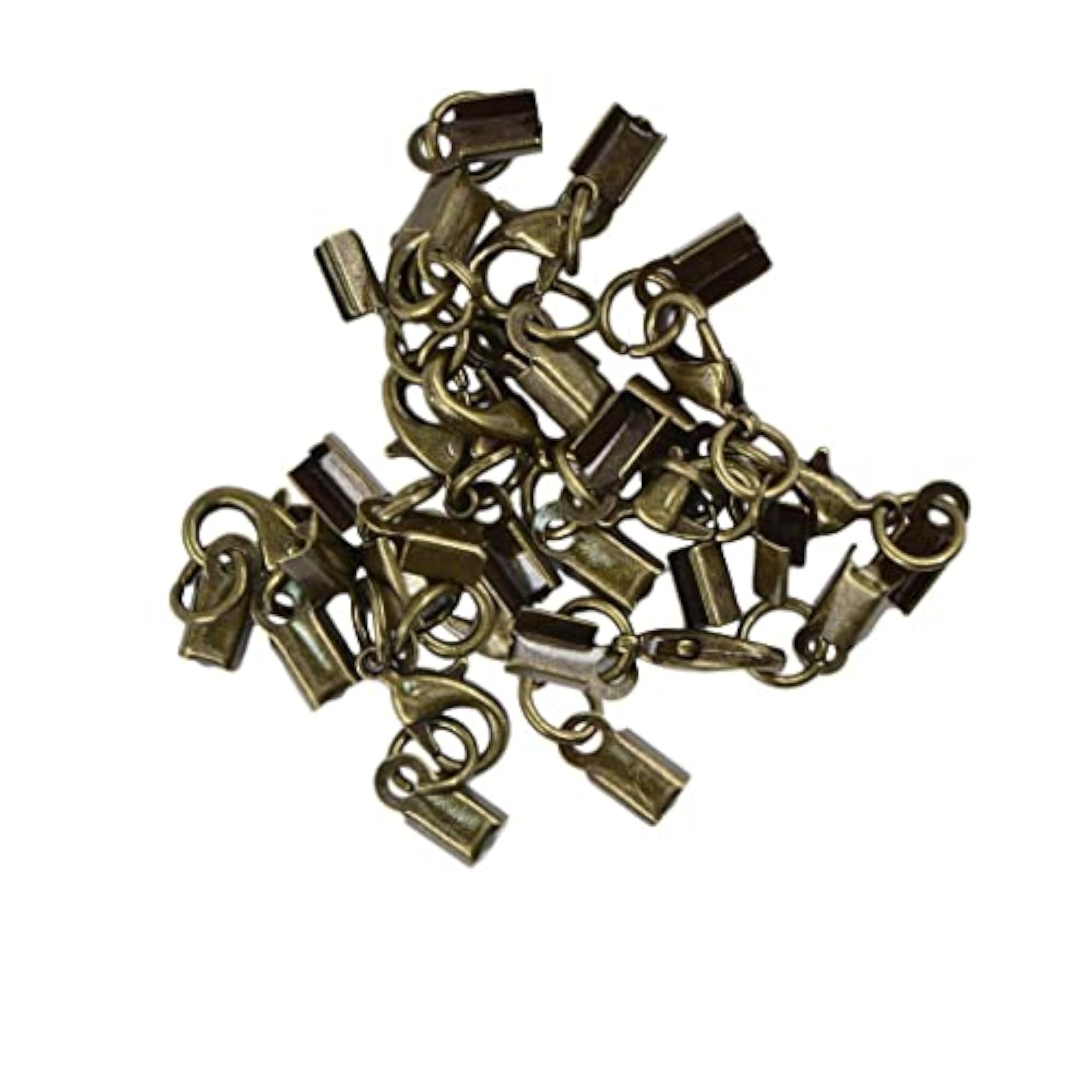 Brass Lobster Claw Clasp and Leather Crimp Clip Ends Set