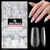 UNA GELLA Coffin Nails Tips Pre-buff Soft Gel Nail Tips Matte Medium Coffin False Nails Tips Acrylic Full Cover 504Pcs 15Sizes Gelly Press On Nails Fake Nail Tips for Nail Extension DIY Salon