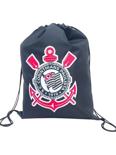 Corinthians Mochila Saco Oficial - Sude - Preto com Detalhes em Branco e Vermelho - 40x35 cm