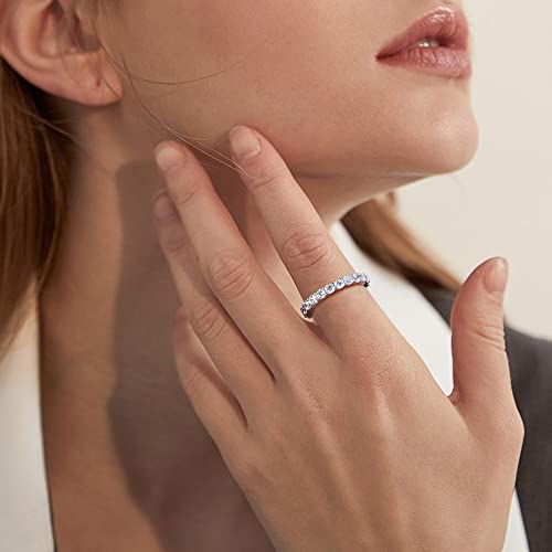 Diamday 14K White Gold Eternity Rings For Women 1 Rows Cubic Zirconia Wedding Anniversary Engagement Stackable Band Ring Size 6 #TOP3