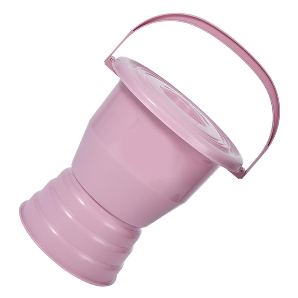 Vasino Coperto per Bambini Rosa in Plastica, Manico e Coperchio | Superficie Liscia, Riutilizzabile e Facile da Pulire, Uso Domestico, Adatto a Bambini e Anziani