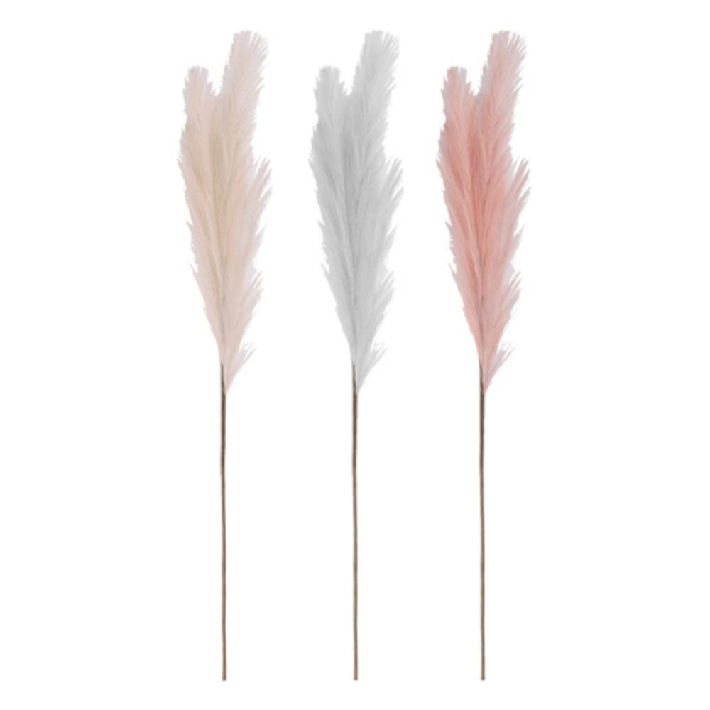 Fabfinds Assorted (Grey,Pink,White) 3 Stems Pampas Grass Fake Artificial Plants Feather For Home Décor 90Cm (Assorted (Grey,Pink,White))