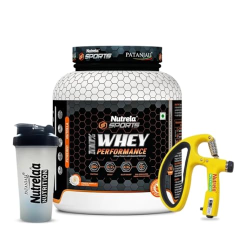 Image of NUTRELA Sports Patanjali Whey Protein 2kg with Shaker & Gripper | French Vanilla