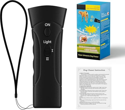 Antibell Ultraschall Gerät, 2 Modi Anti Bell Gerät Hunde mit Stroboskop Taschenlampe, 25 Fuß Hundetrainings Antibell für Hunde für Meisten Hunde im Innen und Außenbereich Handheld Anti Bellen Gerät