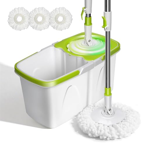 Spin Mop and Bucket Set with Wringer, 4L Detachable Buckets