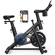 MERACH Heimtrainer Fahrrad, Leises Hometrainer Fahrrad mit Verbessertem LCD-Monitor, Spinning Bike Indoor mit Stufenlosem Magnetwiderstand für Kardio Training zu Hause, Mit Eigener App, Bis 122 KG