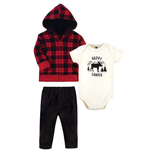 Image of Hudson Baby Unisex Baby Cotton Hoodie, Bodysuit or Tee Top and Pant Set
