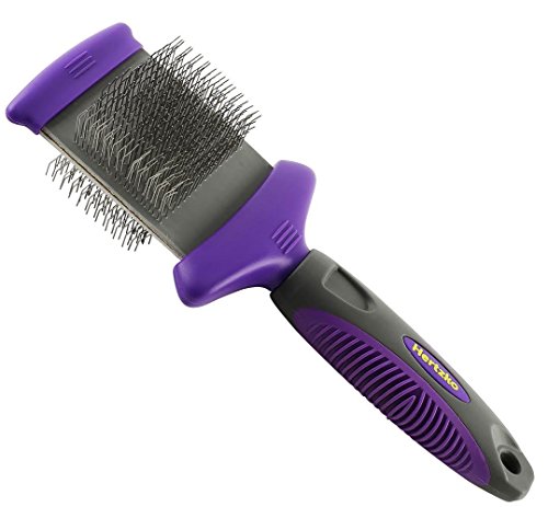 Hertzko Double Sided Flexible Slicker Brush Removes Loose Hair, Tangles, and Knots, Flexible Head Contours on Your Pets Skin - Suitable for Dogs and Cats