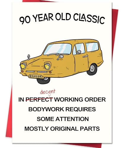 Smithtuy Funny 90th Birthday Card 90th Birthday Decorations & Gifts for Women Men Happy 90 Year Old Gifts Cards for Grandpa Grandma Dad Mom