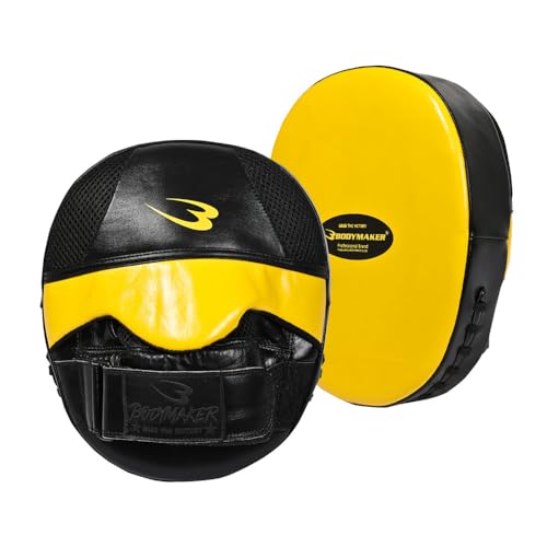 BODYMAKER(ボディメーカー) パンチングミット ストライクPRO ブラック×イエロー ボクシング 格闘技 空手 キックボクシング トレーニング 総合格闘技 MMA ムエタイ フィットネス エクササイズ パンチ フルコンタクト パンチミット