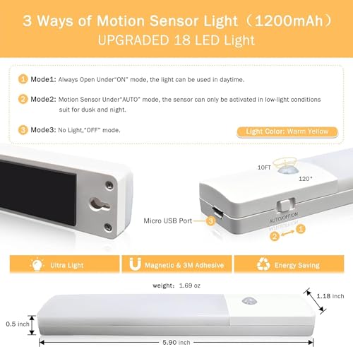 Save 10% on 2 Pack Under Cabinet Motion Sensor Lights with Code TATPBGGY